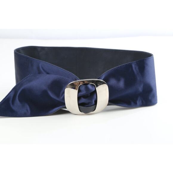 Giorgio Armani Reversible Navy Satin Leather Wide Belt Size 42 Italy Designer main image 10